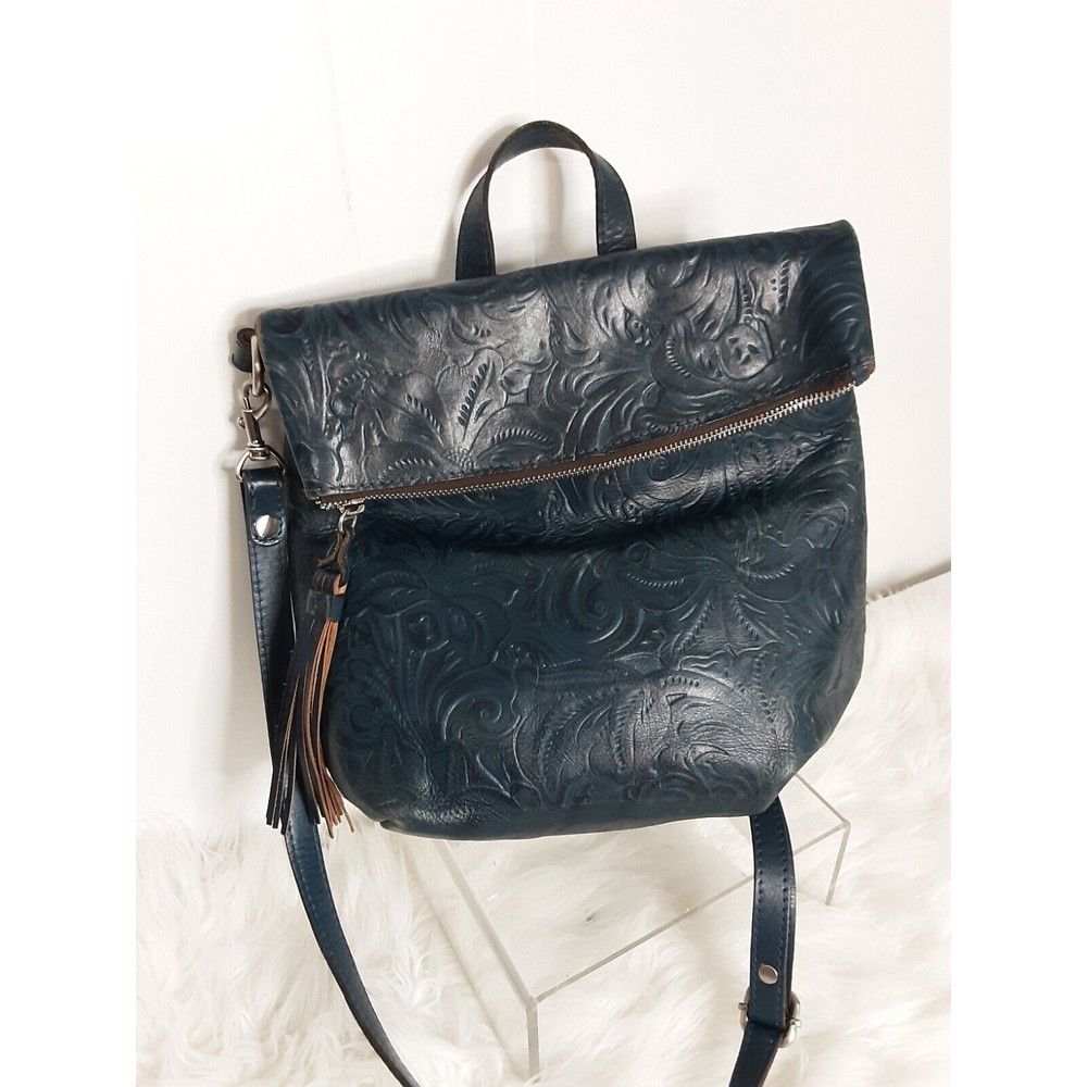 Patricia Nash Floral Embossed Collection Granada Crossbody Bag Teal